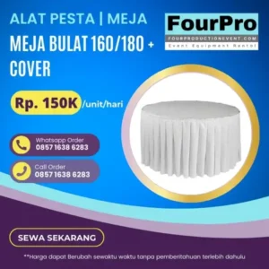 Sewa Meja Bulat 160 / 180 + Cover